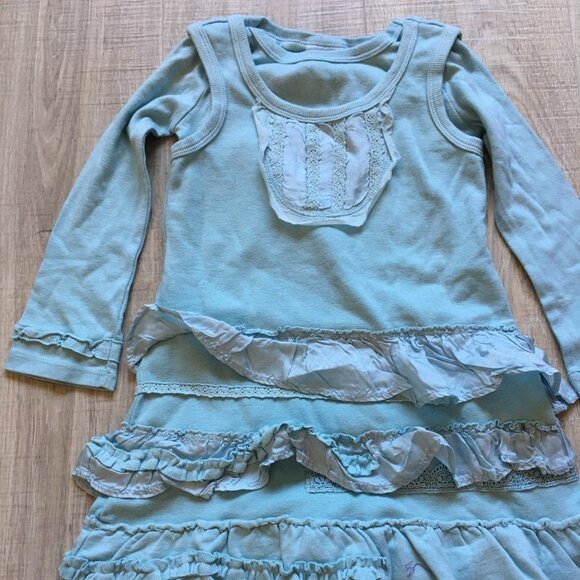 Naartjie Kids Girls Ruffle Layered Long Sleeve Dress Tunic Sz 4 Blue - Picture 4 of 6